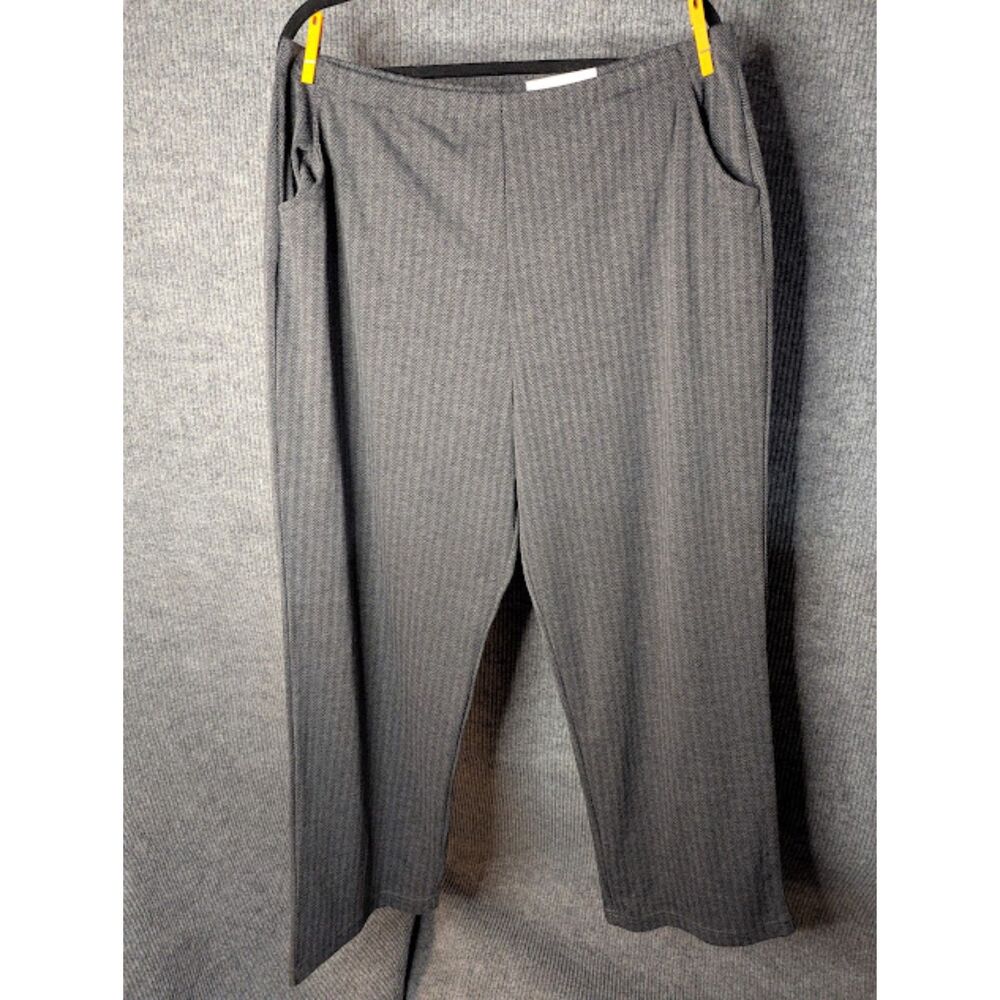 White Stag Pull On Pants 18/20W Black Herringbone Green Undertones Wide Leg